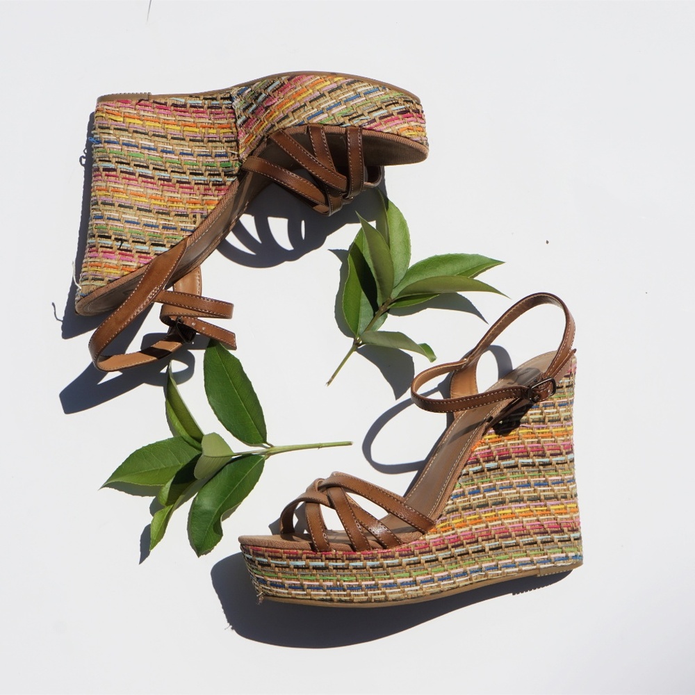 MIA RAINBOW THREAD PLATFORM WEDGES